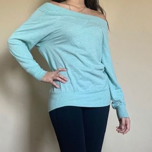 Off-Shoulder Aqua Sweater